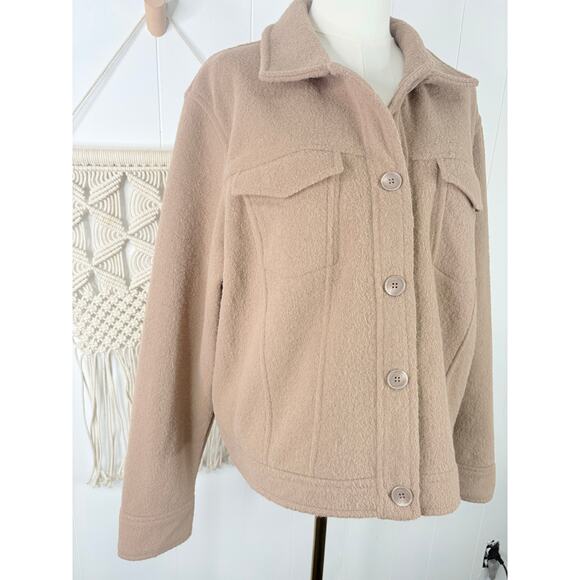 NWT Joie Teddy Jacket Womens XL Camel Tan Cropped Moto Shacket - Picture 4 of 8